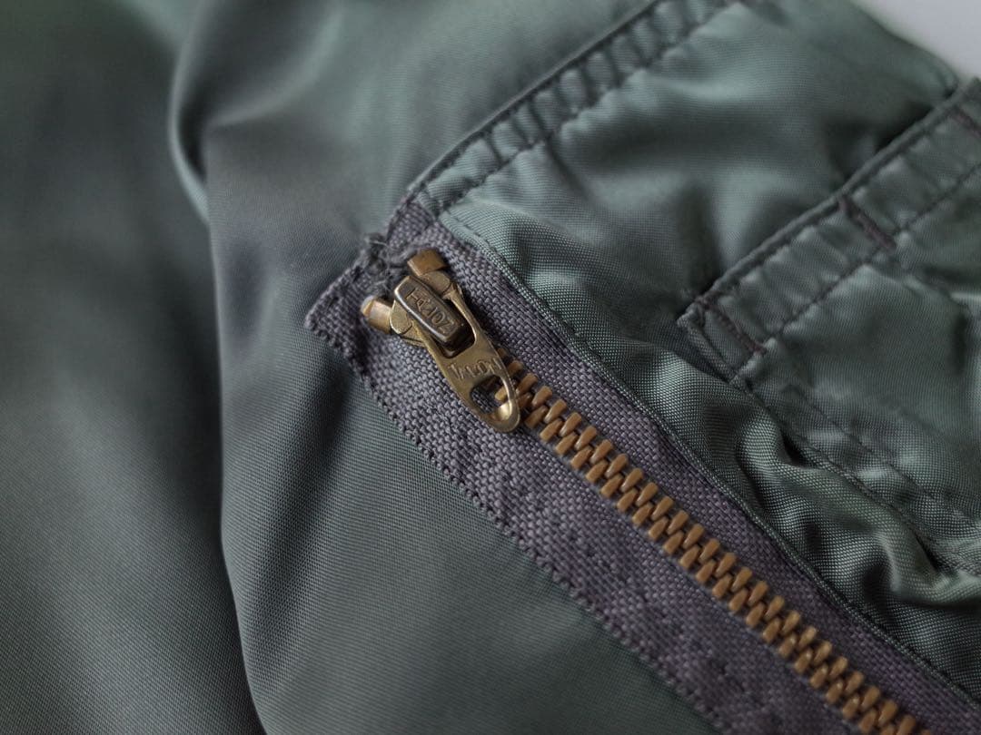 HOUSTON　復刻版　MA-1 ナイロン フライトジャケット　オリーブ/セージ