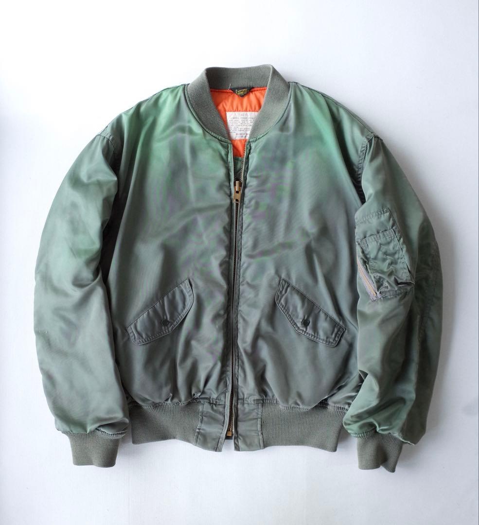 HOUSTON　復刻版　MA-1 ナイロン フライトジャケット　オリーブ/セージ