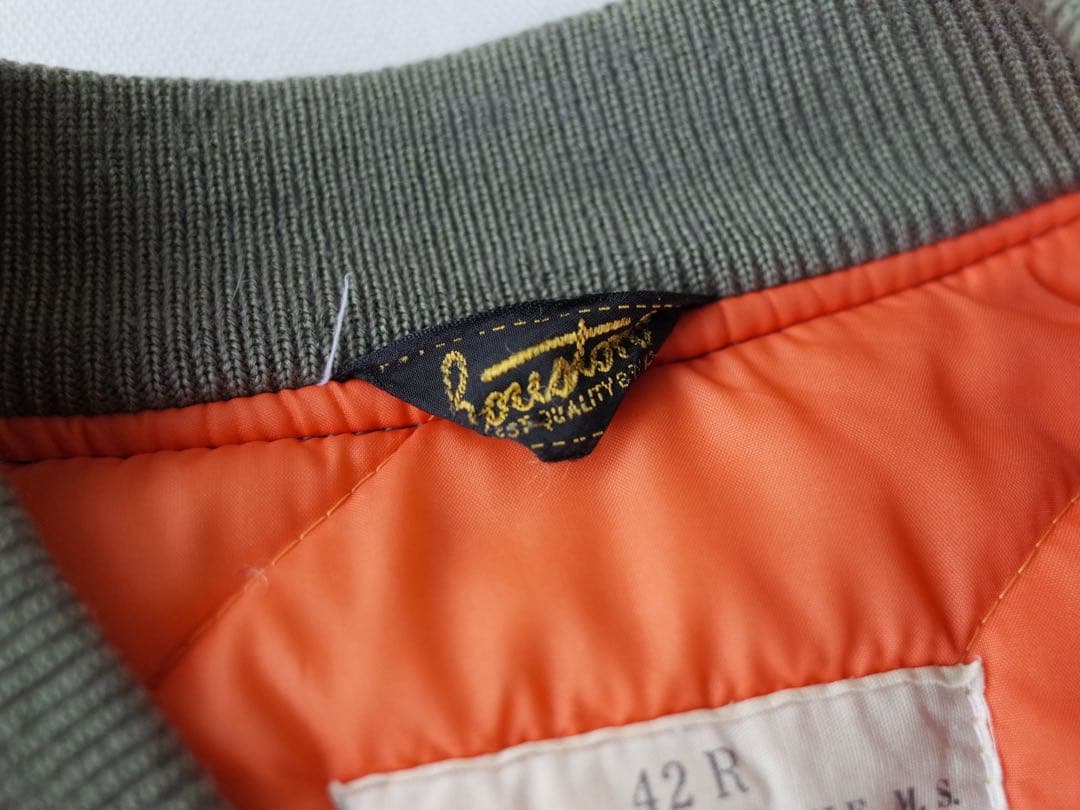 HOUSTON　復刻版　MA-1 ナイロン フライトジャケット　オリーブ/セージ