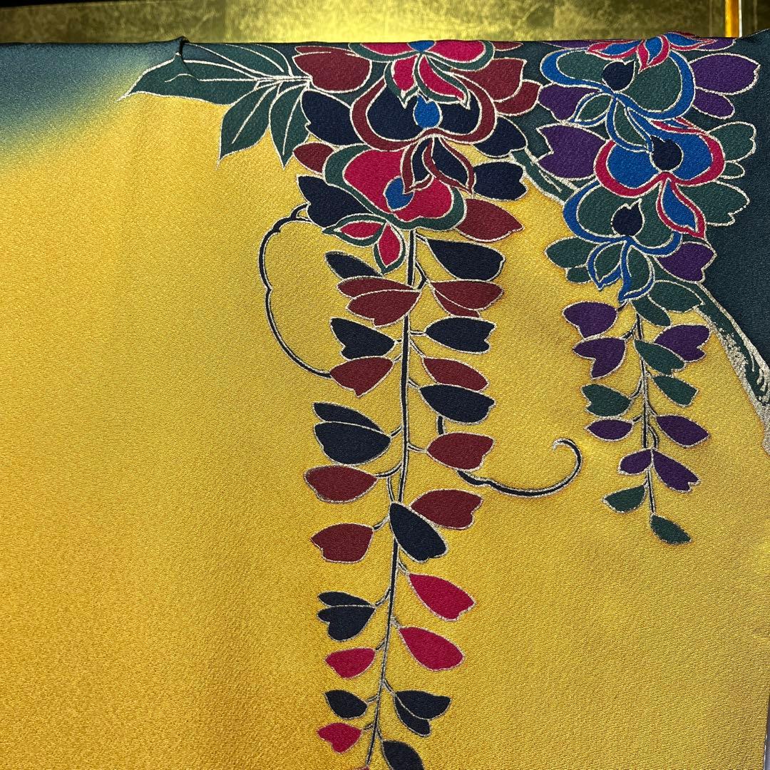 ☆☆ sala_tea☆☆振袖　正絹　成人式　紅型友禅　からし色