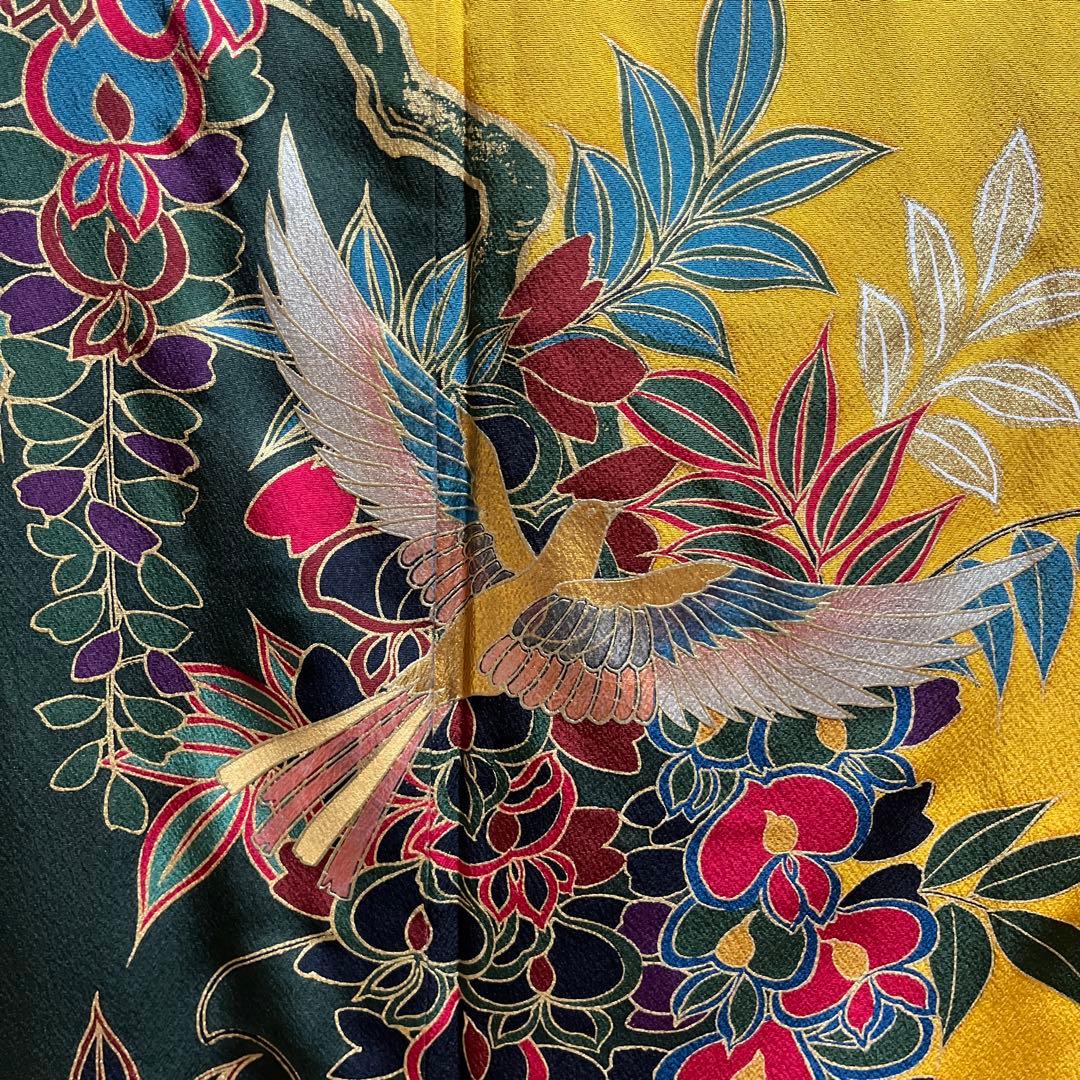 ☆☆ sala_tea☆☆振袖　正絹　成人式　紅型友禅　からし色