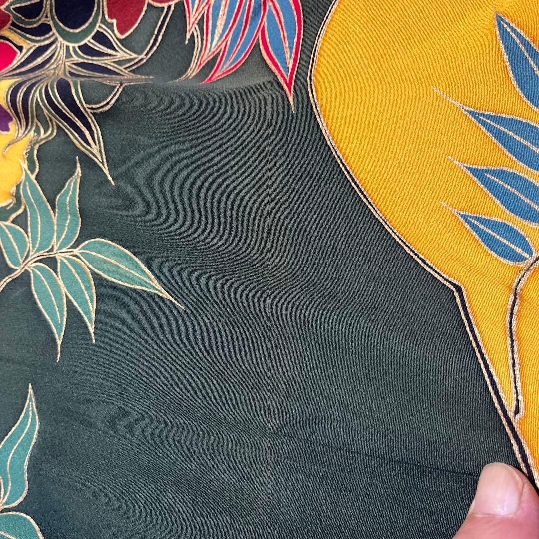 ☆☆ sala_tea☆☆振袖　正絹　成人式　紅型友禅　からし色