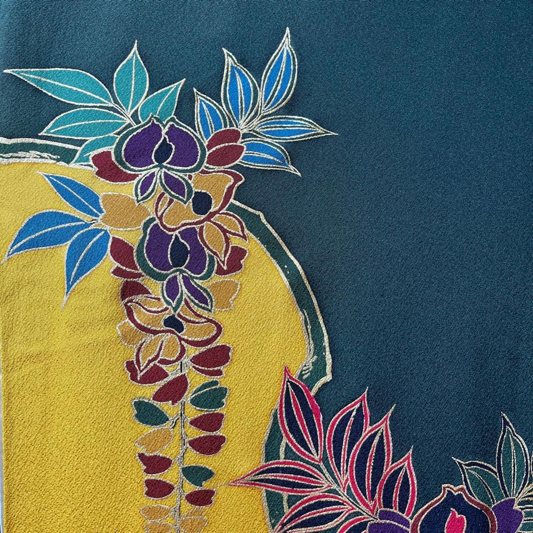 ☆☆ sala_tea☆☆振袖　正絹　成人式　紅型友禅　からし色