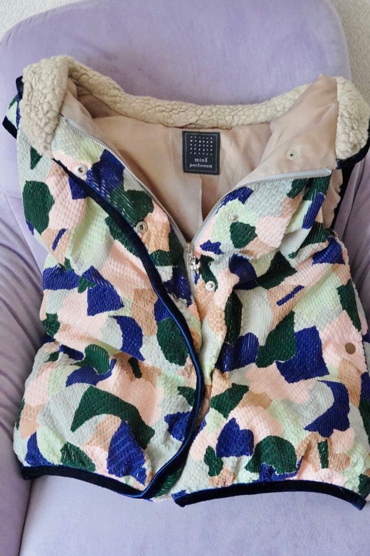 正規品 ミナペルホネン foliage ダウンベスト 38 ピンクmix