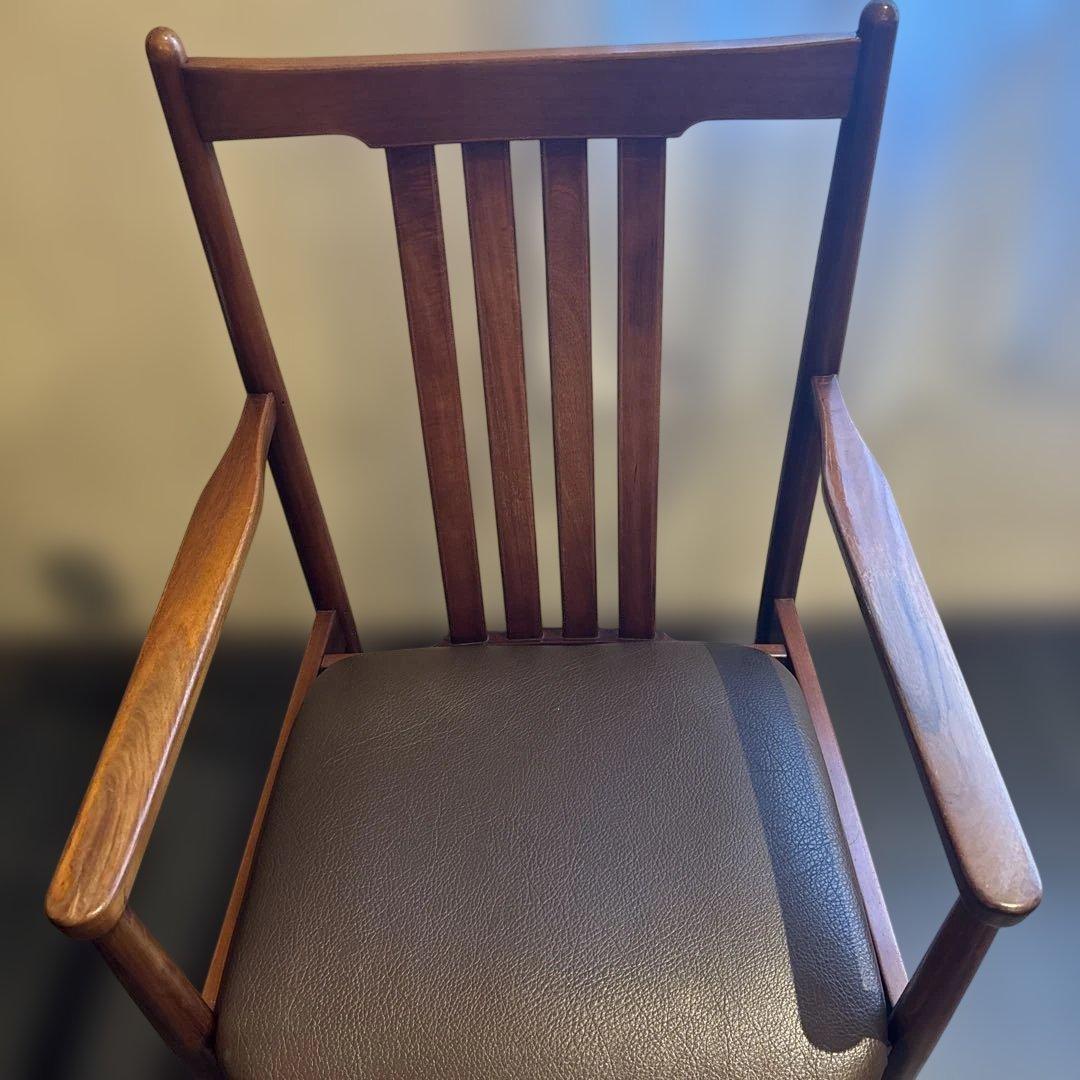 B)天童木工　ダイニングチェア　ブラジリアンローズウッド　希少　アームチェア