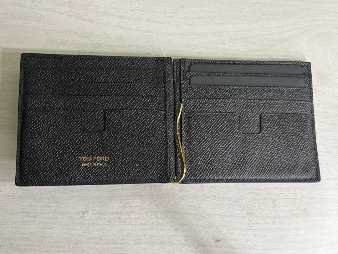 【極美品】TOM FORD トムフォード マネークリップ 二つ折り財布　ブラック