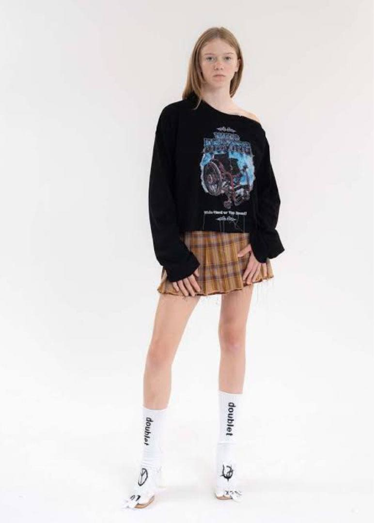 doublet オフショルダー刺繍ロングスリーブT Lサイズ 定価30,800円