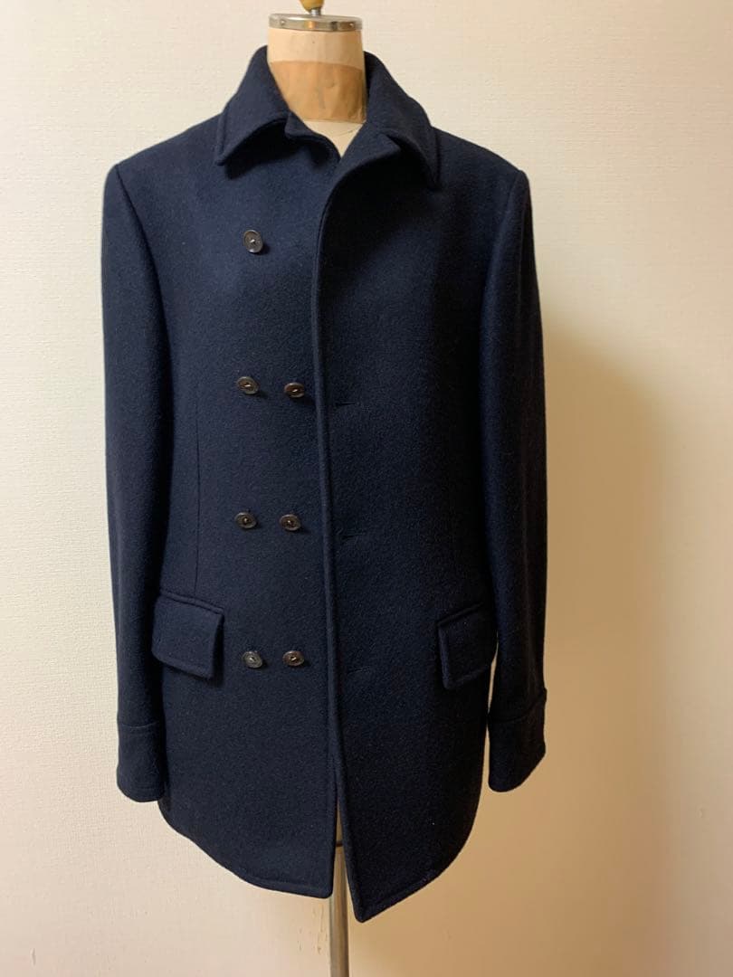 D&Gウール ピーコート ダブルブレスト 48黒紺