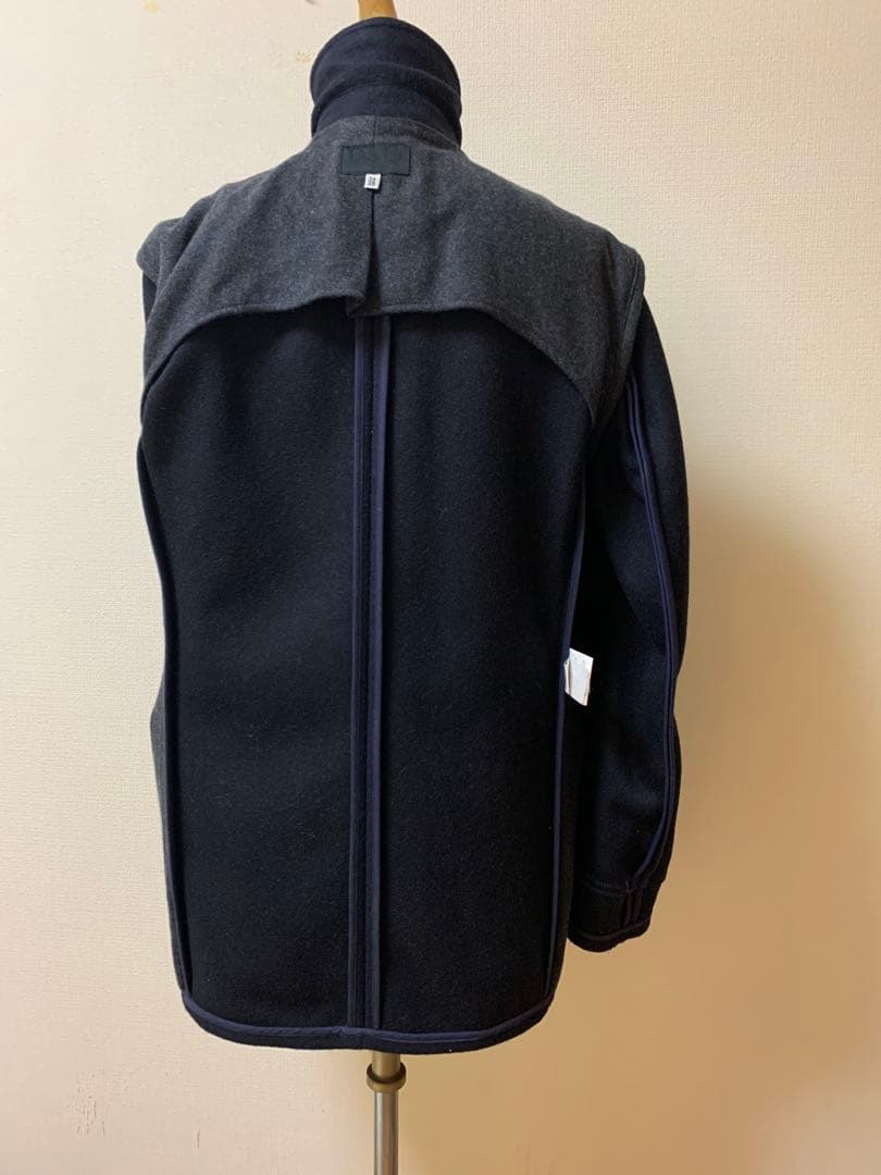 D&Gウール ピーコート ダブルブレスト 48黒紺