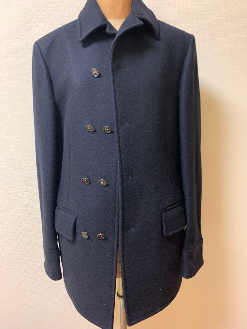 D&Gウール ピーコート ダブルブレスト 48黒紺