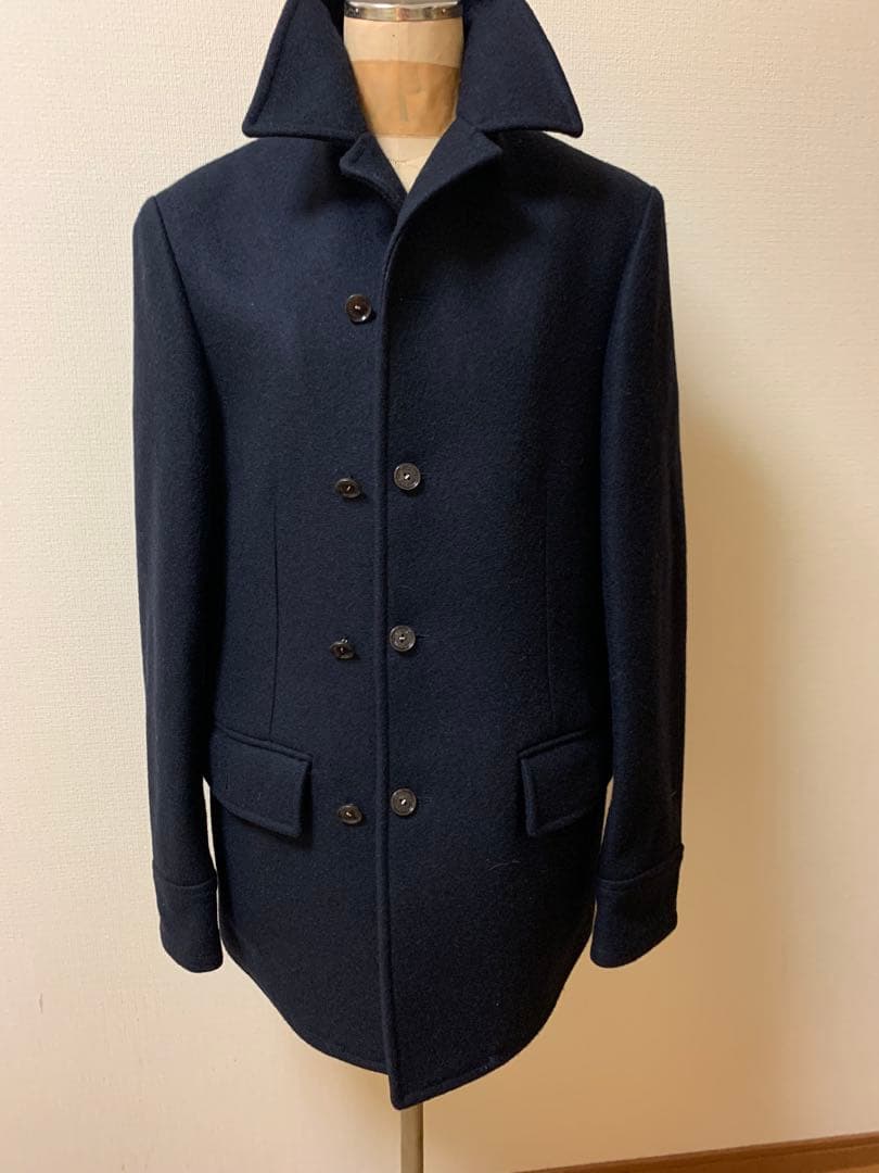 D&Gウール ピーコート ダブルブレスト 48黒紺