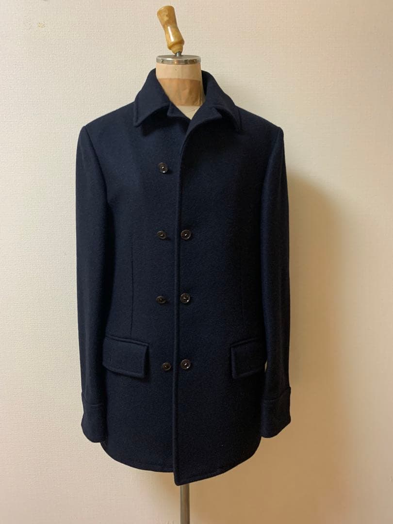 D&Gウール ピーコート ダブルブレスト 48黒紺