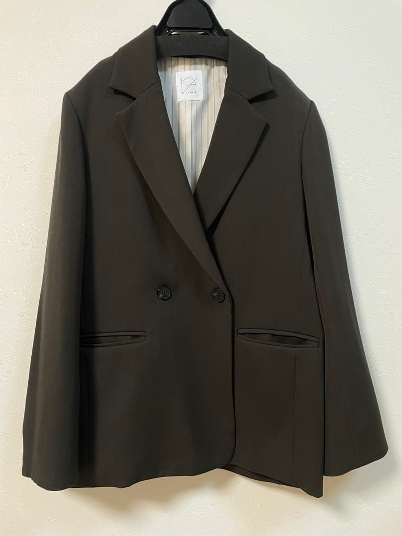 クルーレ crewre ダブルテーラードジャケット サイズ2 オリーブブラウン