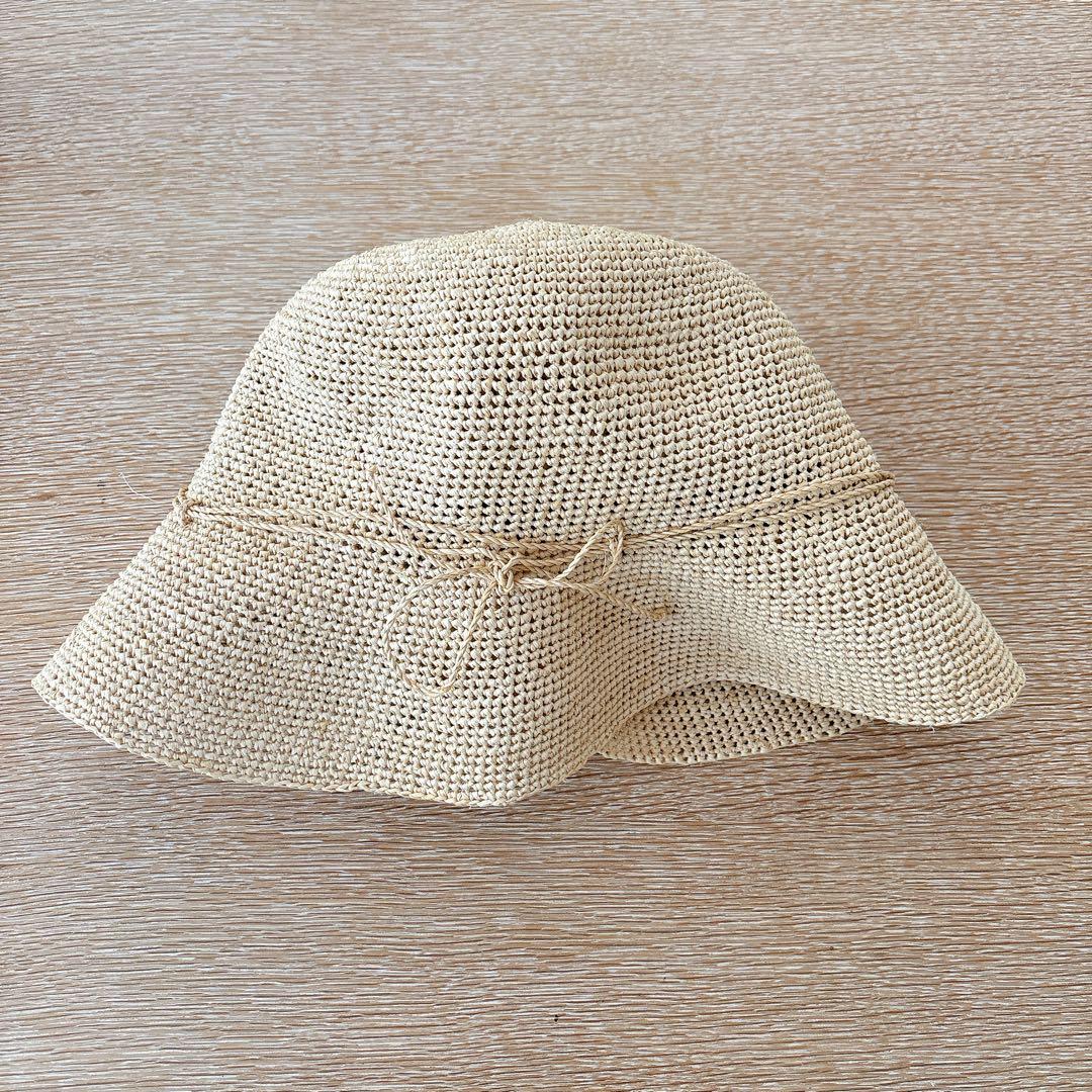 【美品】ヘレンカミンスキー　ラフィア　ハット　ベージュ　リボン