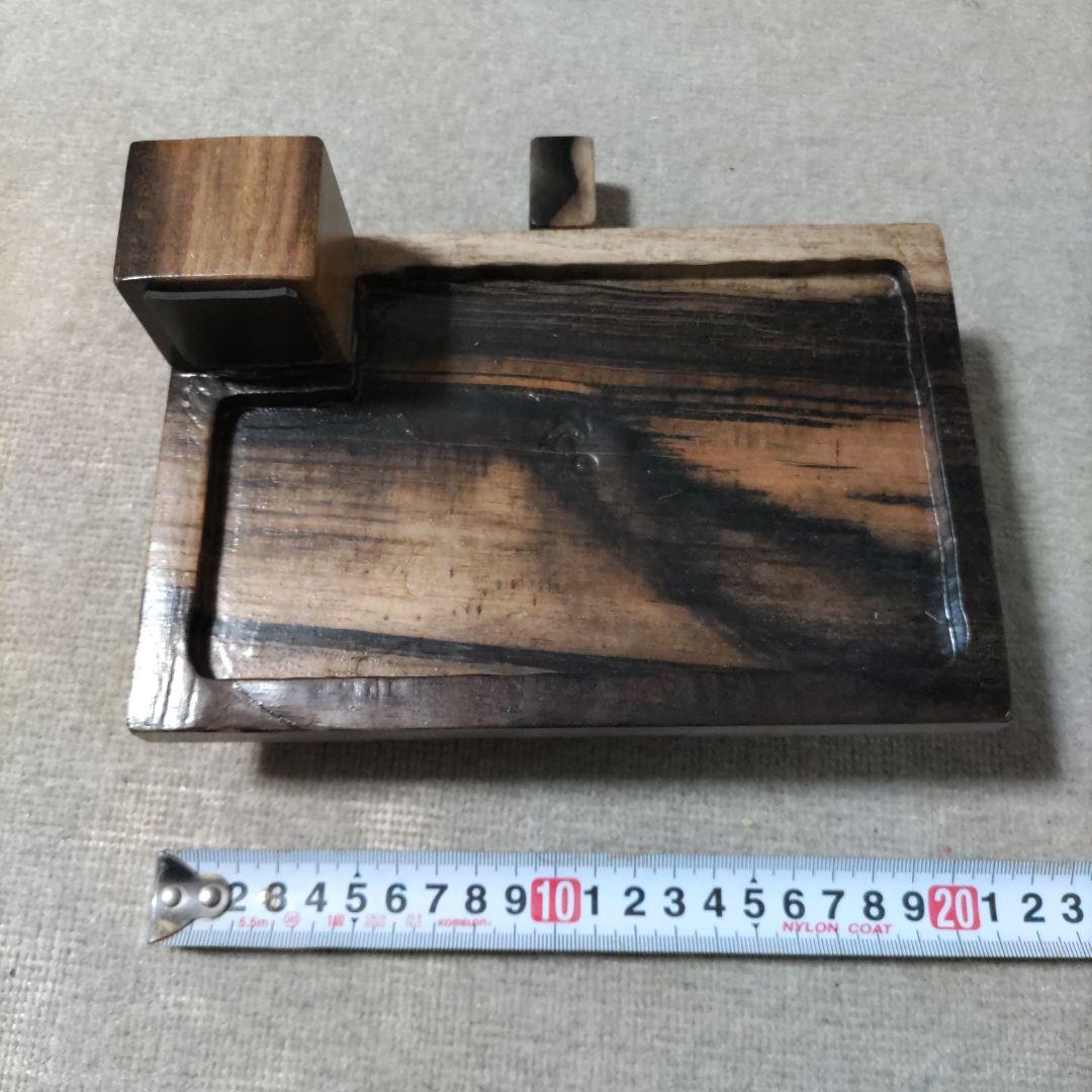 黒柿　くり抜き手作りへらお膳　ヘラお膳　左用