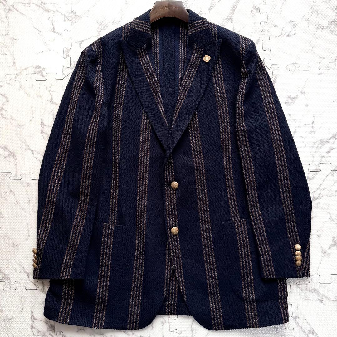 極美品✨ラルディーニ ストライプ 金ボタン アンコン テーラードジャケット 56