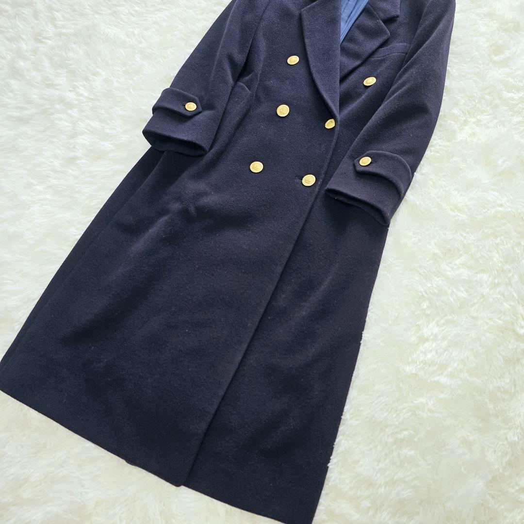 美品✨バーバリーズ 金ボタン カシミヤ ダブル チェスターコート ネイビー L