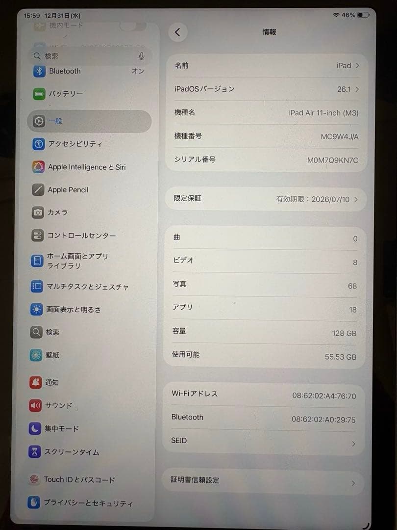 iPad Air 第7世代 125GB 本体