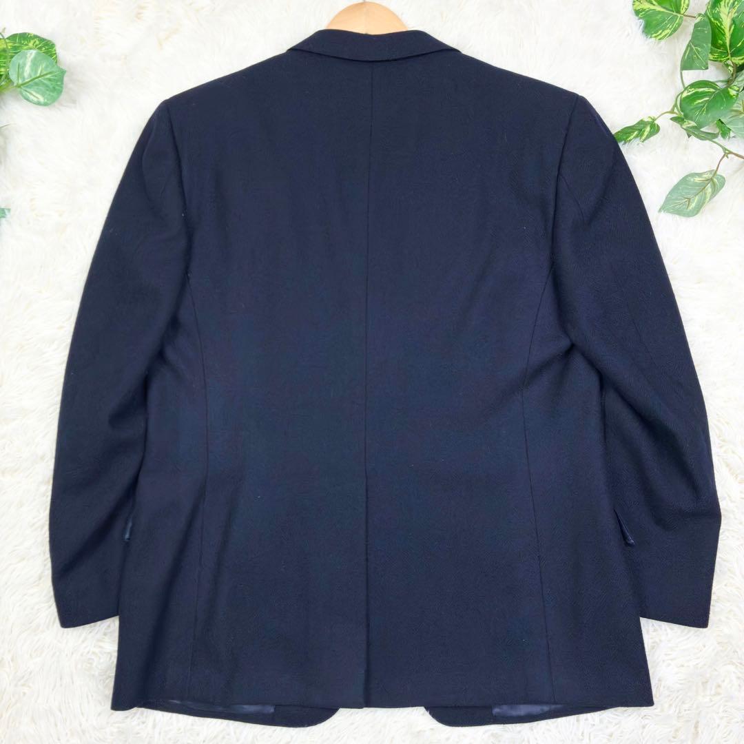 美品　エルメネジルドゼニア　ツイード　ヘリンボーン　紺ブレザー　貝ボタン　2XL