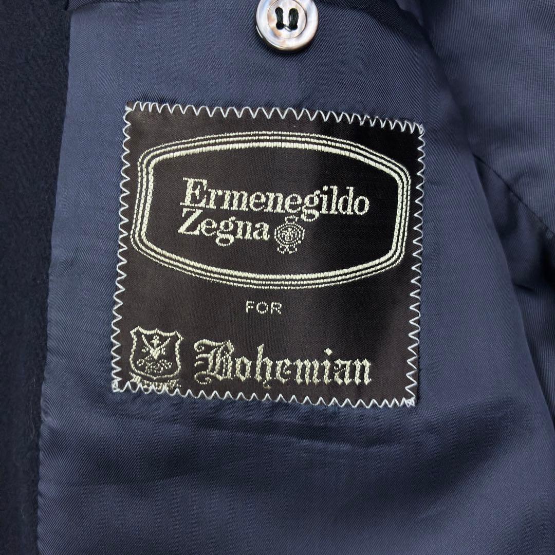 美品　エルメネジルドゼニア　ツイード　ヘリンボーン　紺ブレザー　貝ボタン　2XL