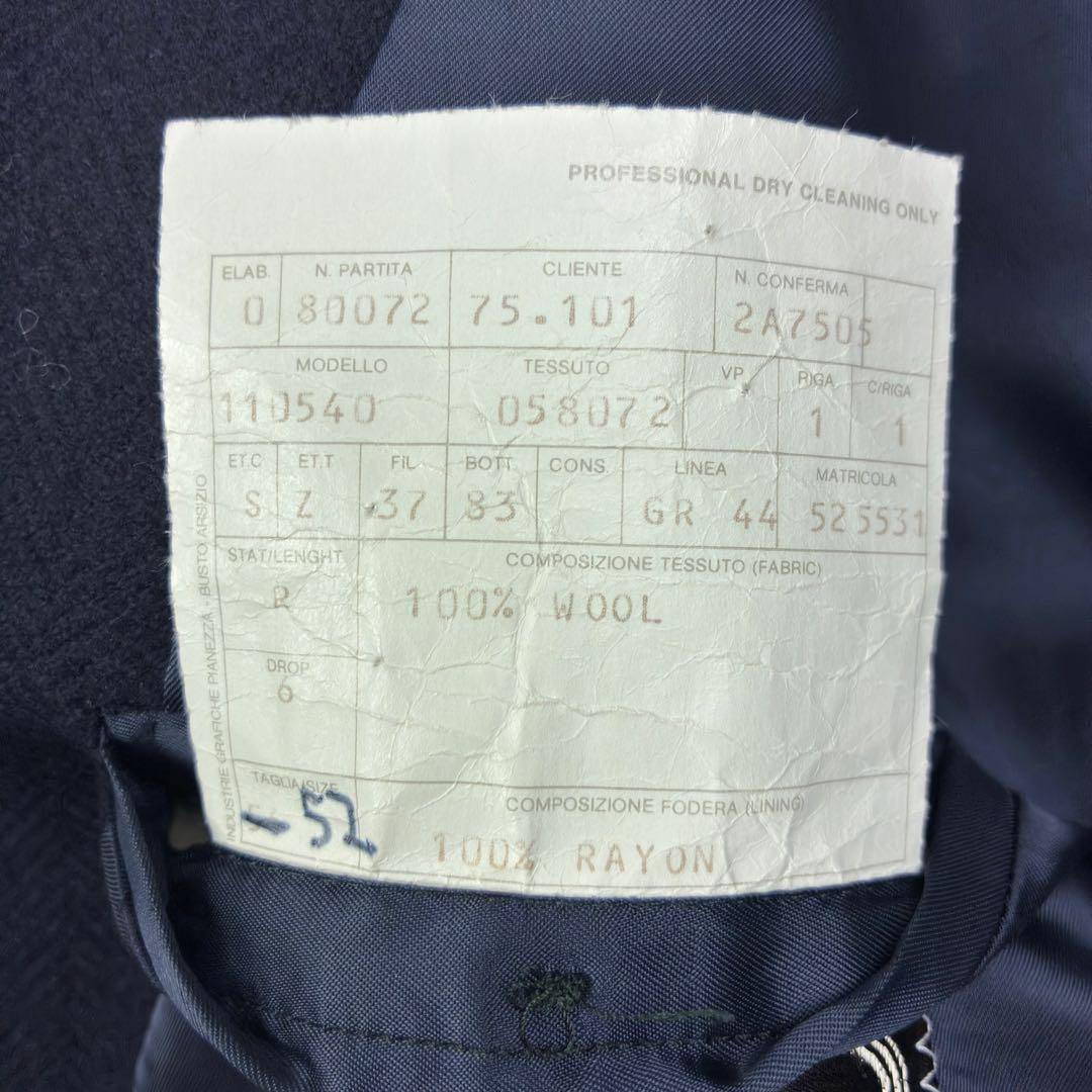 美品　エルメネジルドゼニア　ツイード　ヘリンボーン　紺ブレザー　貝ボタン　2XL