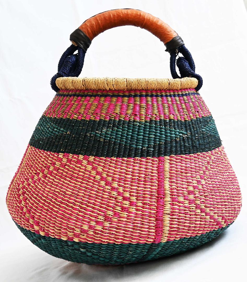 セール/新品/アフリカ ガーナ製/ブルキナボルガ バスケット/44×46cm