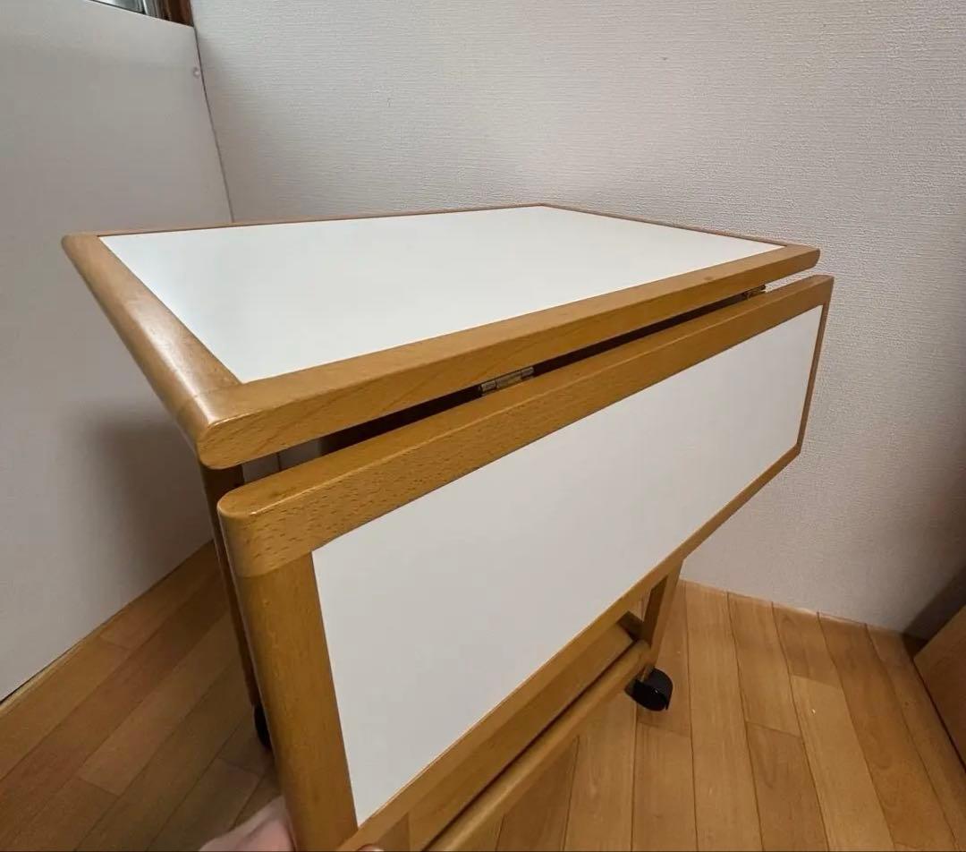 カリモク キッチンワゴン 拡張式 サイドテーブル