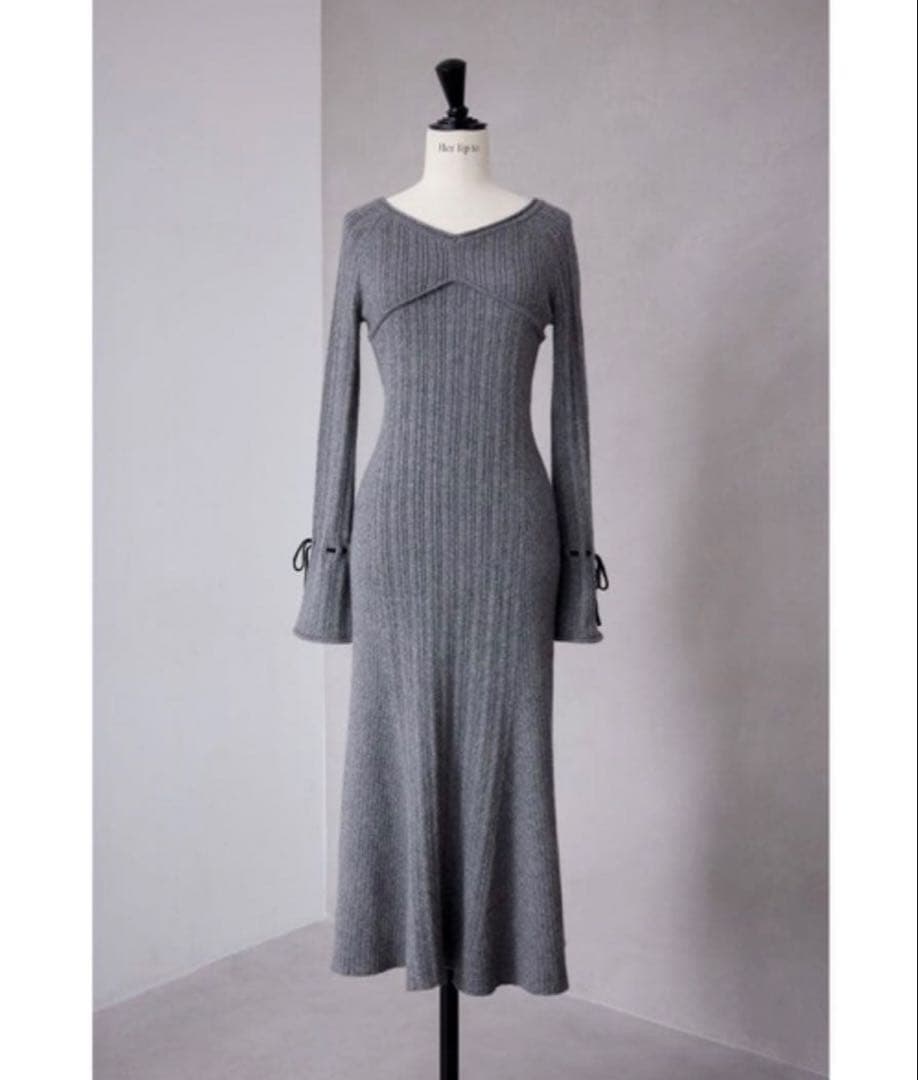 【値下なし】herlipto Back Lace-Up Knit Dress
