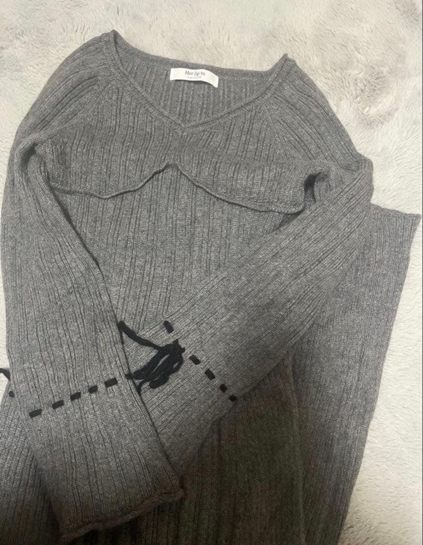 【値下なし】herlipto Back Lace-Up Knit Dress