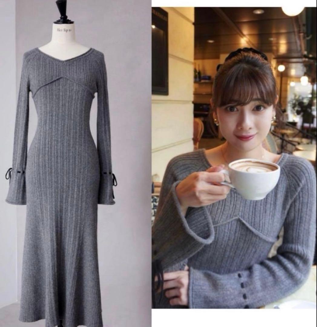 【値下なし】herlipto Back Lace-Up Knit Dress