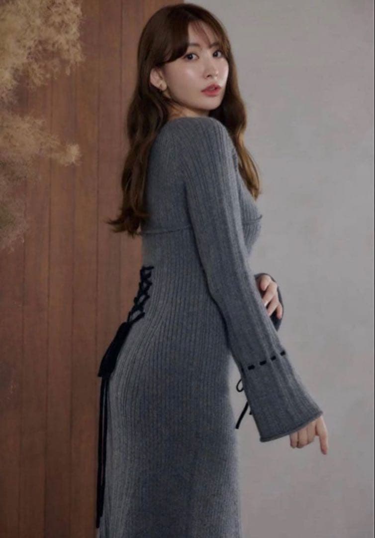 【値下なし】herlipto Back Lace-Up Knit Dress