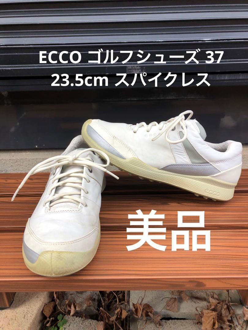 378番美品ECCO ゴルフシューズ 37 23.5cmスパイクレス