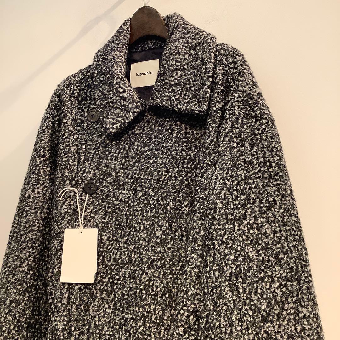 ⭐️新品⭐️tageechita ミックスカラーブークレウール ラペルロングコートM