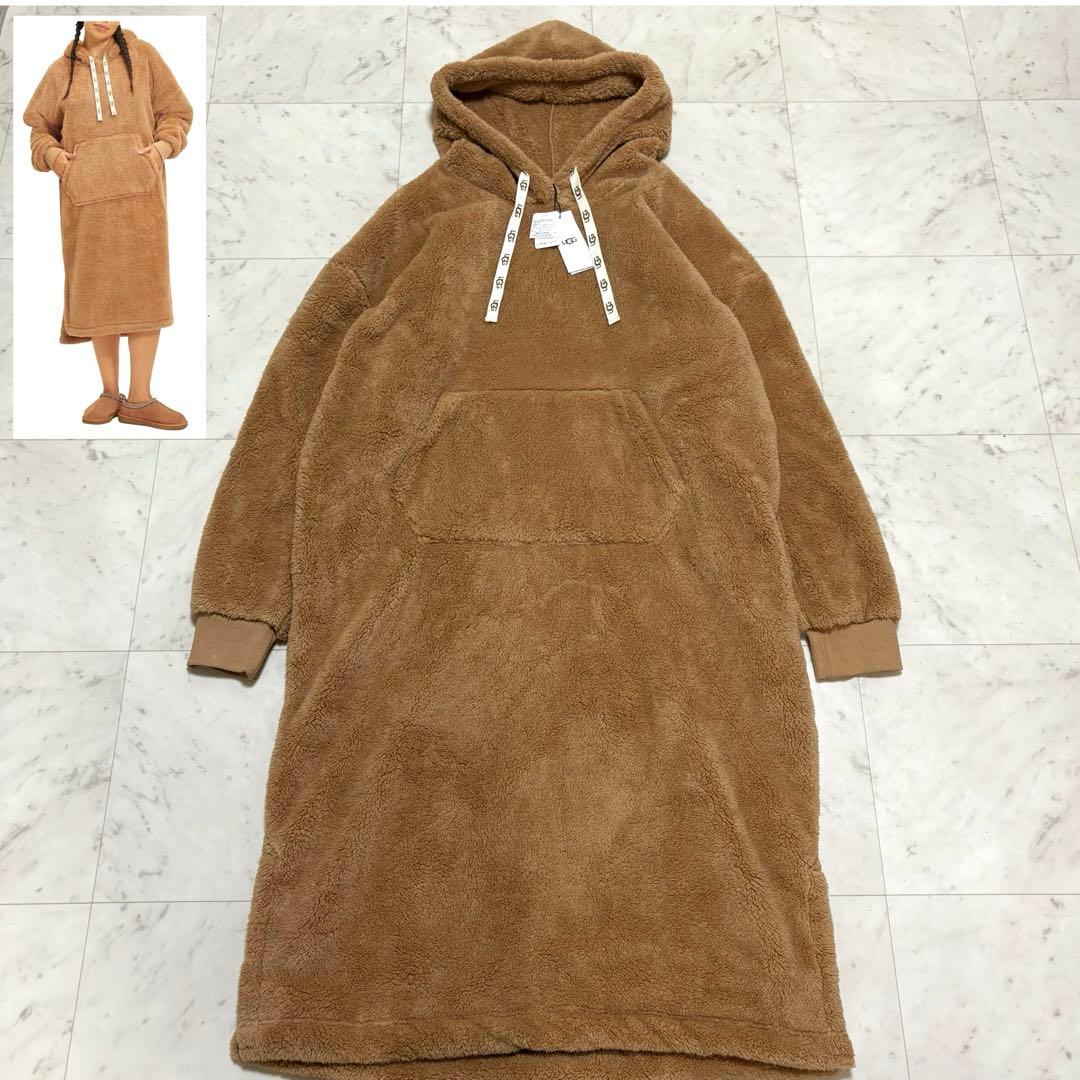 新品タグ付きUGG ボア モコモコ フード付き ワンピース キャメル 大きい L