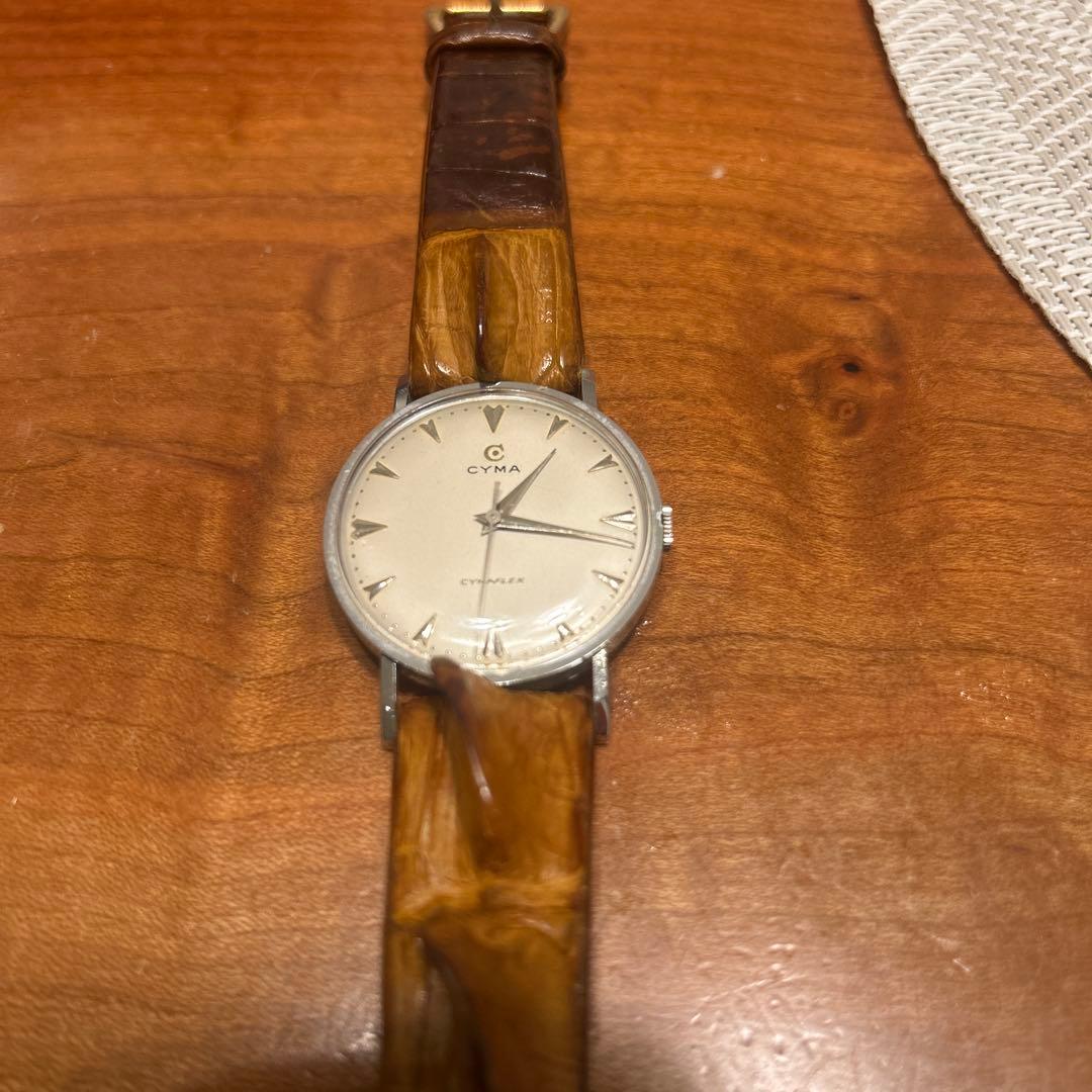 あ*ー様 CYMA 手巻き時計 シルバー/ブラウン