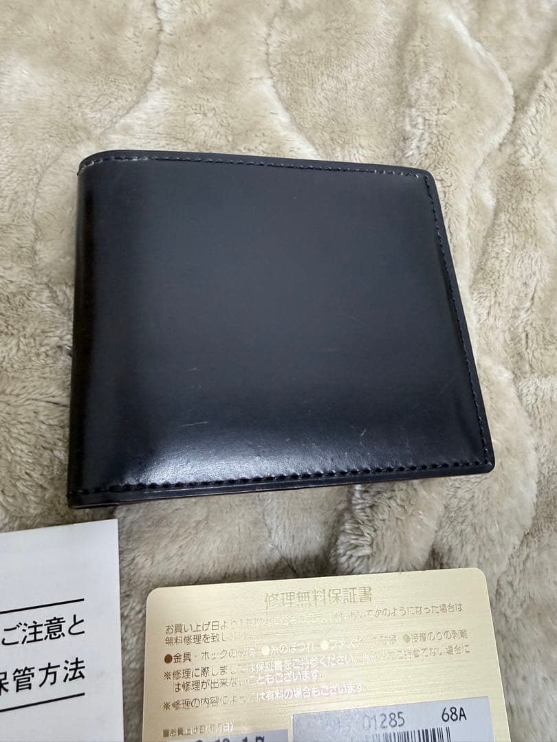 Ganzo シェルコードバン2 ケース 二つ折り財布 レザー ブラック