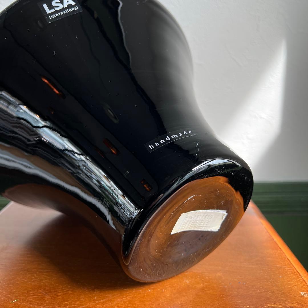 k870 EMILIO Vase LSA モダンフラワーベース ガラス ブラック