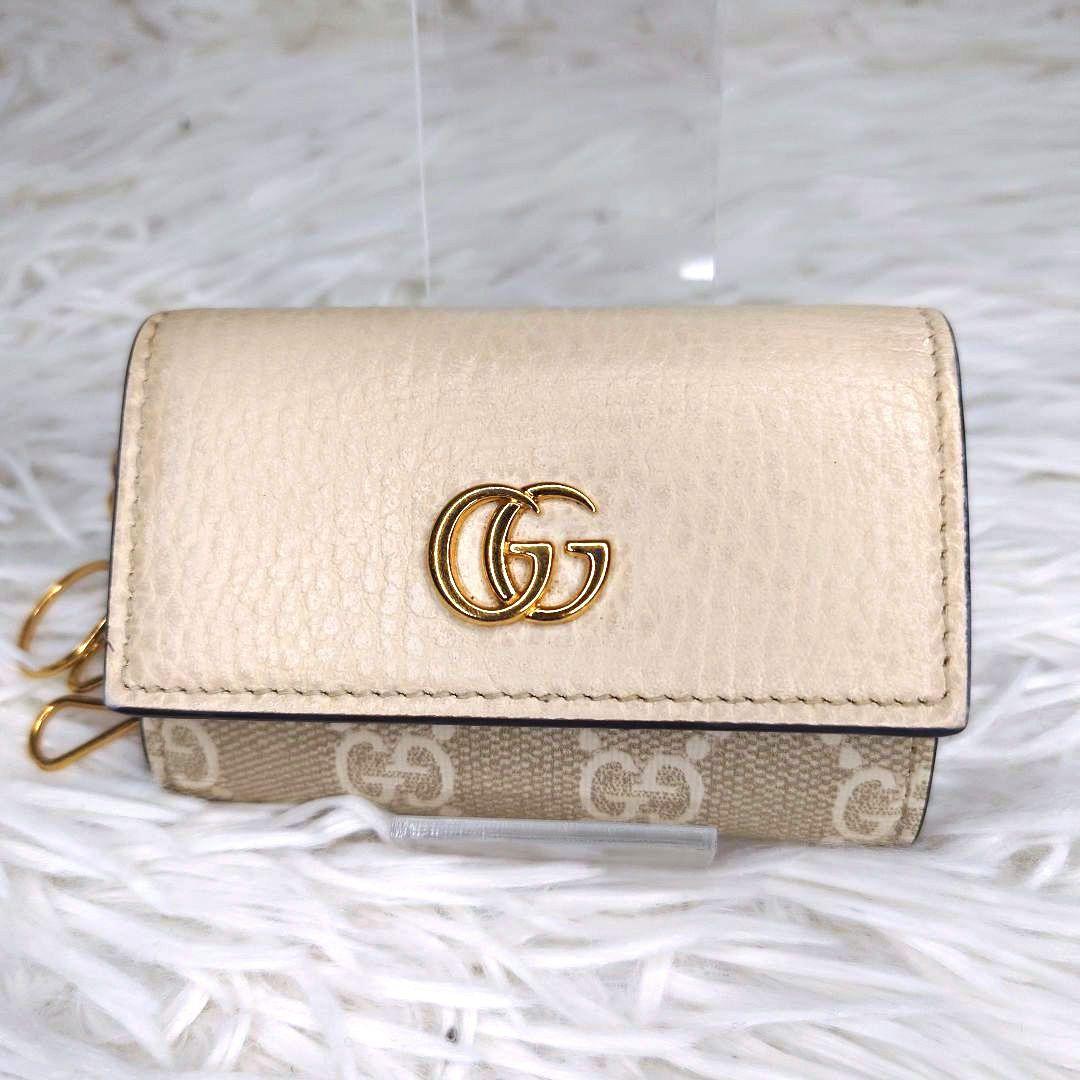 【美品】グッチ キーケース 6連 GGスプリーム GGマーモント レザー PVC