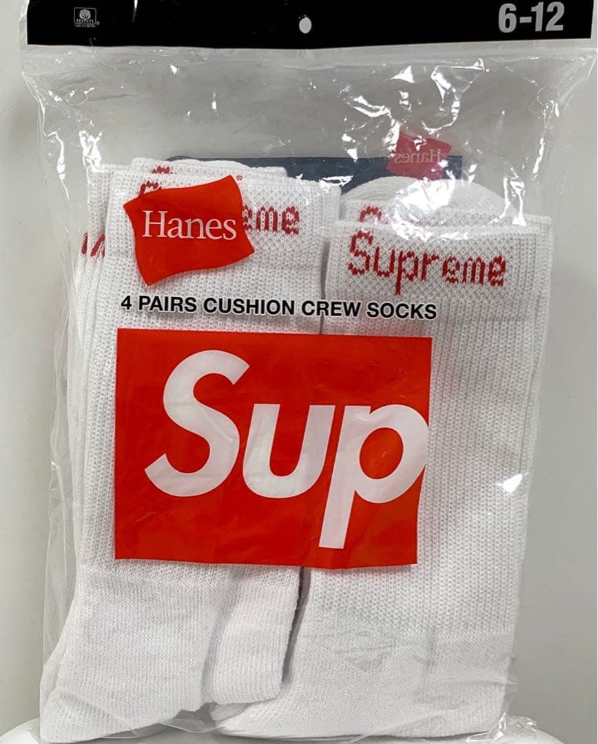 レッグウェア Supreme Hanes Crew Socks White (4 Pack)