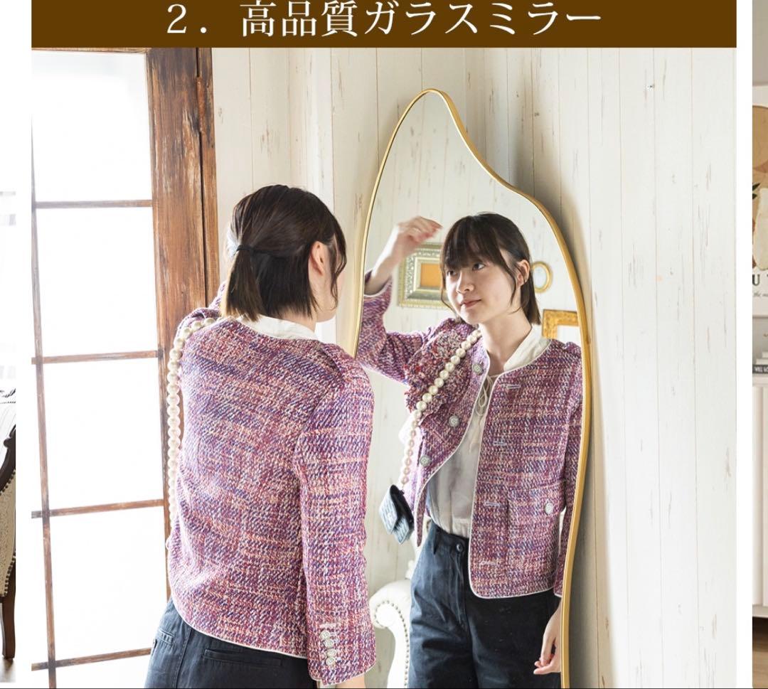 鏡 スタンドミラー 全身 姿見鏡 全身鏡 ウェーブミラー 韓国 玄関 立てかけ