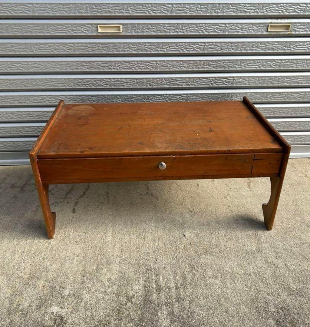 【アンティーク】木製 無垢材 文机 ローテーブル 座卓 昭和レトロ