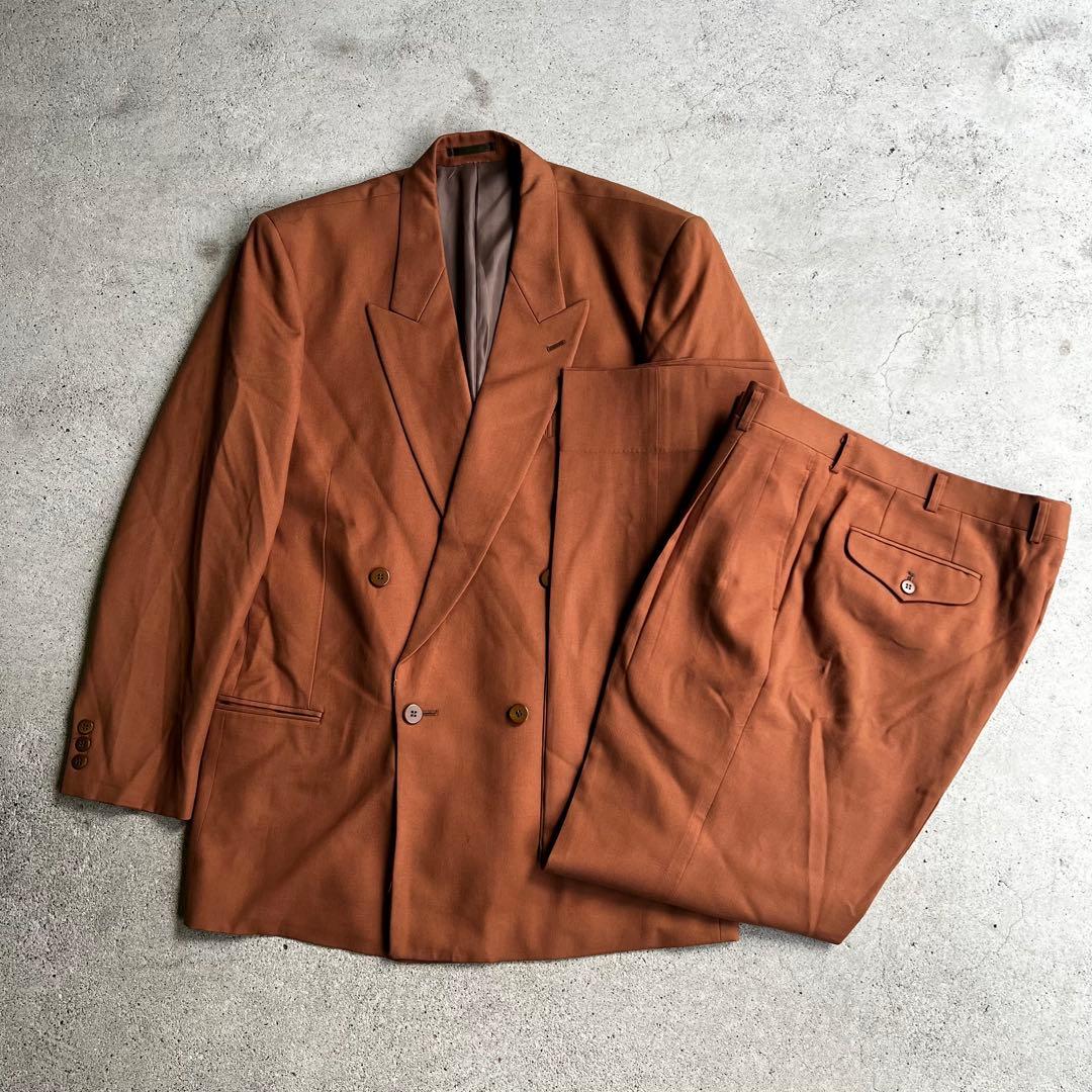 Vintage 成人式　ダブル　セットアップ　スーツ　オレンジ　菅田将暉　古着