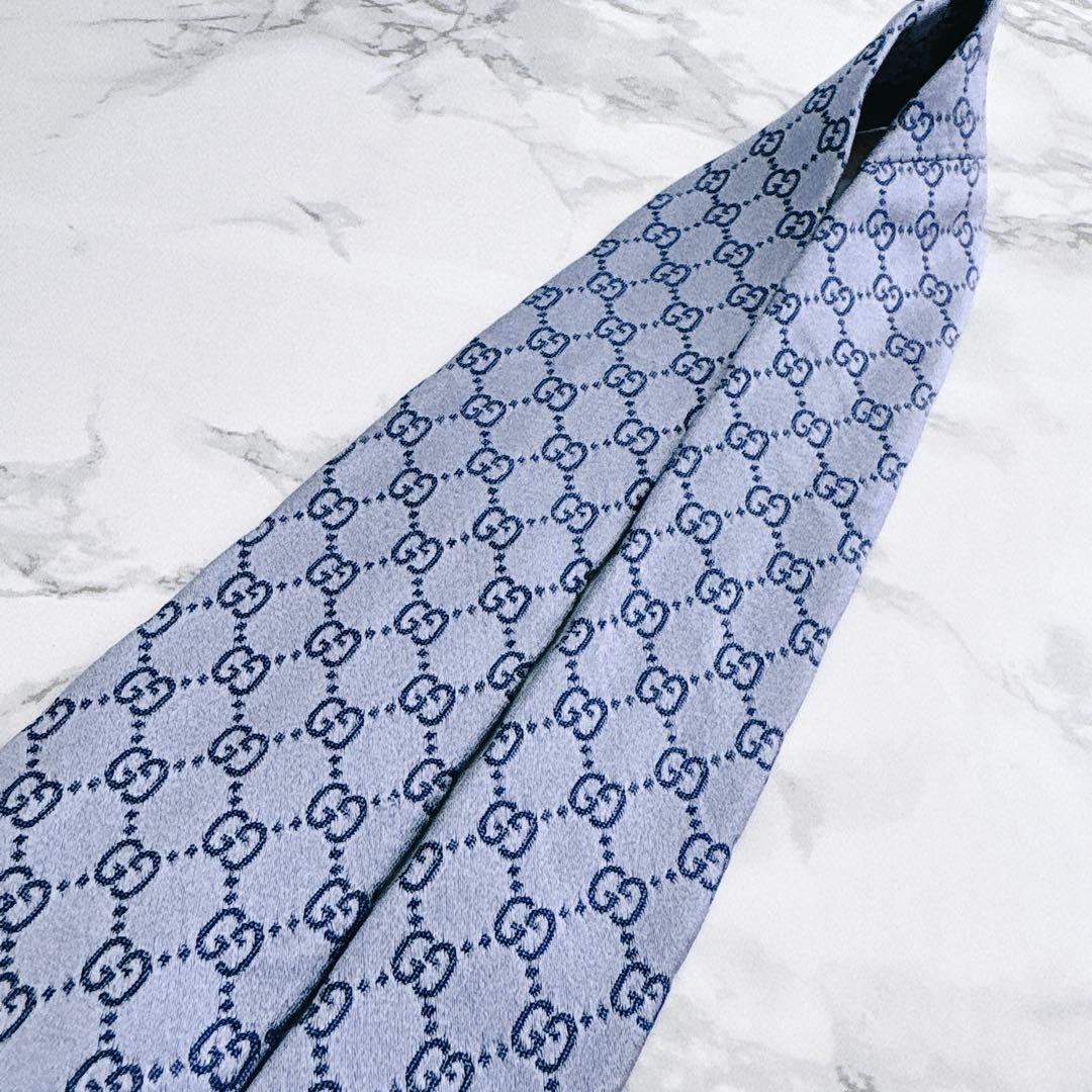♡高人気柄♡Gucciグッチネクタイ ライトブルー系シェリーライン