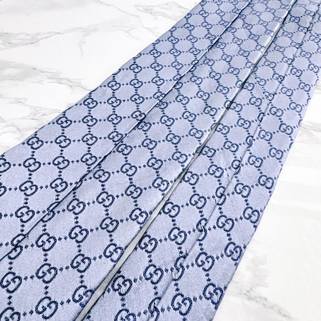♡高人気柄♡Gucciグッチネクタイ ライトブルー系シェリーライン