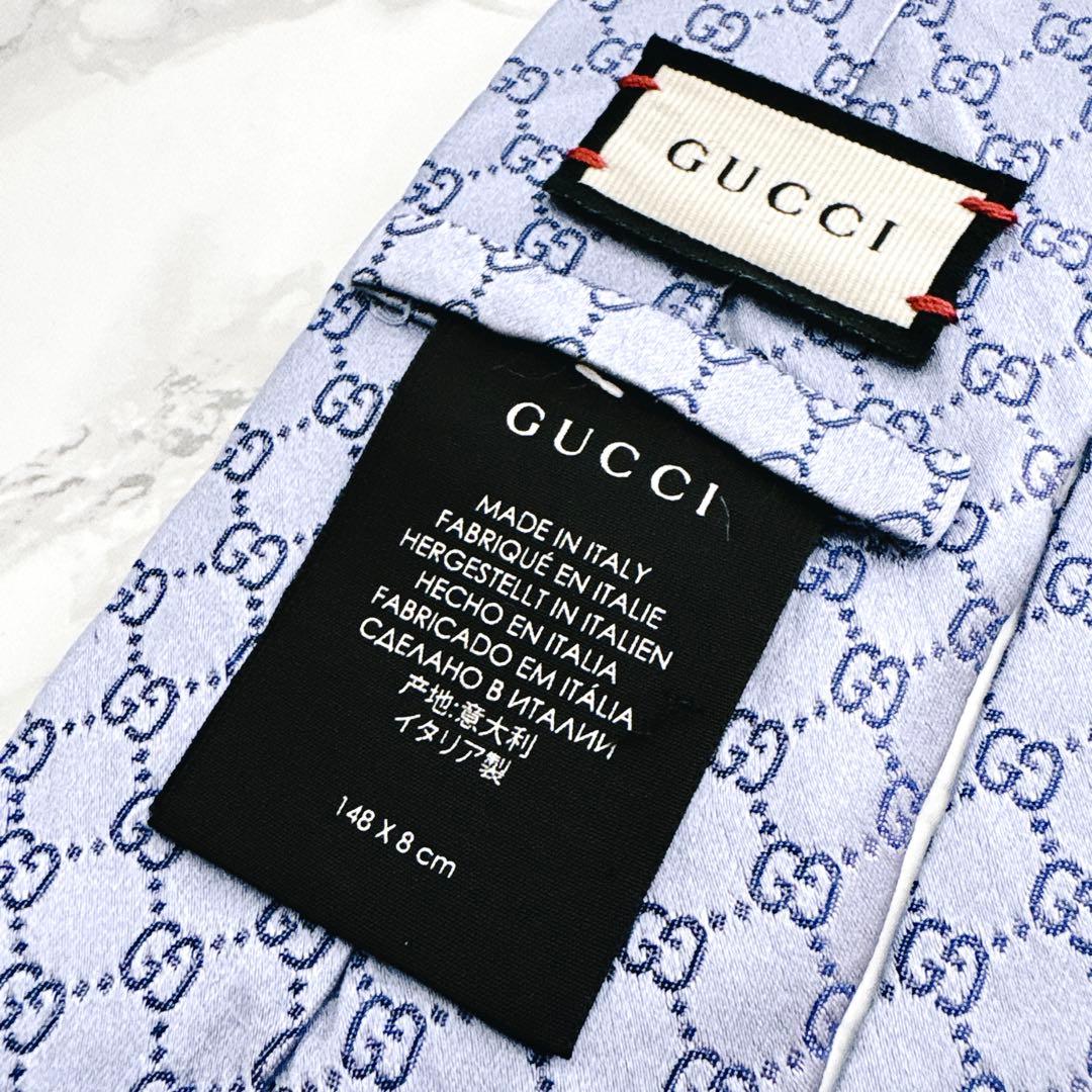 ♡高人気柄♡Gucciグッチネクタイ ライトブルー系シェリーライン