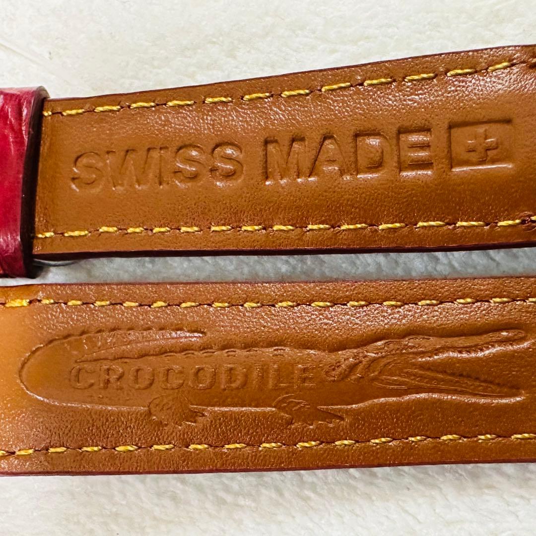 1047#18mm-16mmボルドー★本物クロコダイルレザーベルト★スイス製