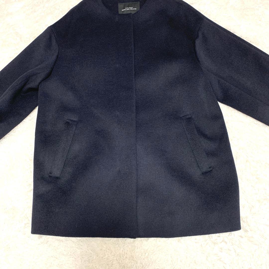 極美品✨グリーンレーベルリラクシング ウール ノーカラーミドルコート カシミヤ