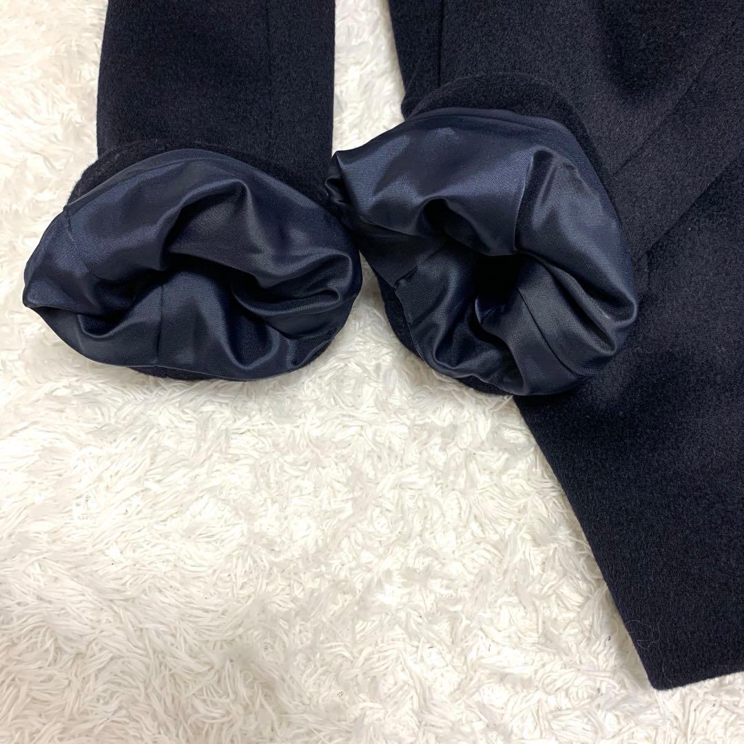 極美品✨グリーンレーベルリラクシング ウール ノーカラーミドルコート カシミヤ