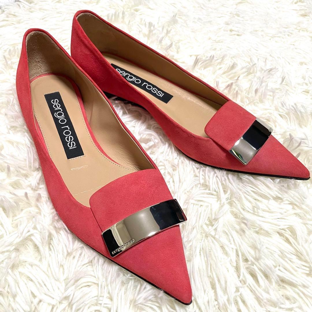 ✨極美品✨セルジオロッシ SR1 フラット パンプス スエード プレート