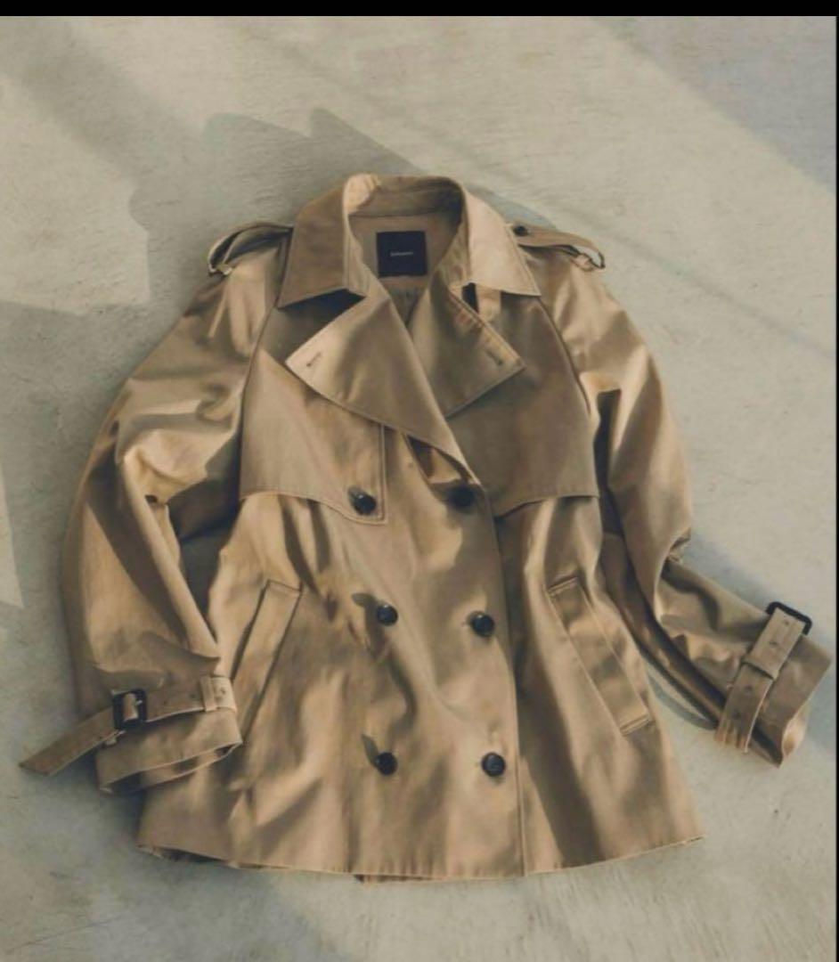 anuans ハーフオーバートレンチコート(ベージュ)(Mサイズ)